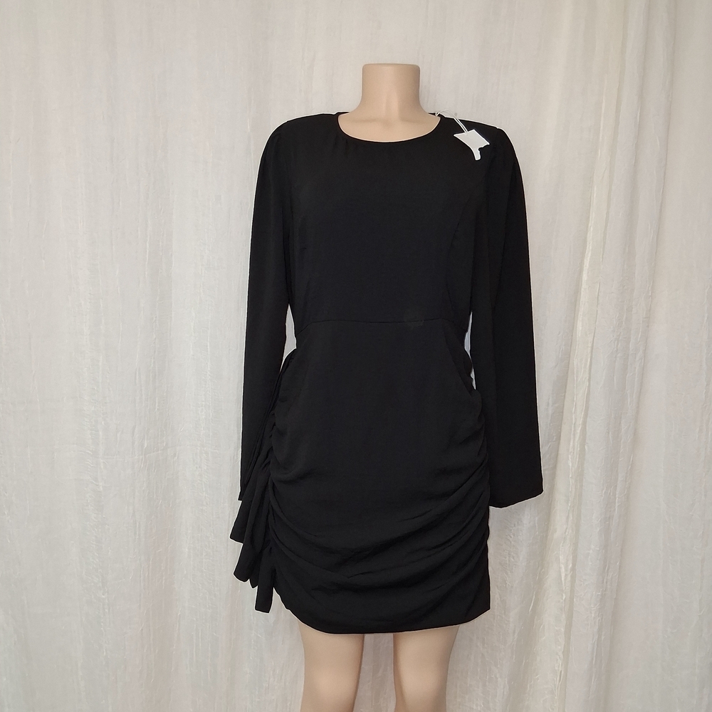 Lush Women Size L Elegant Black Long Sleeve Dress